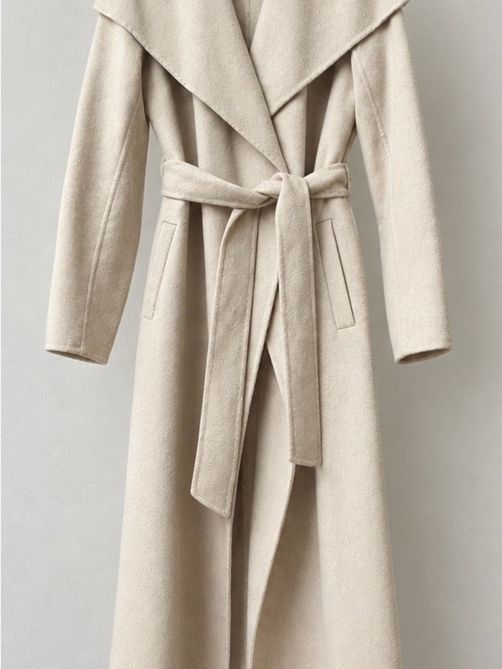 Babaton Cream Wrap Trench Coat with Self-Tie Belt